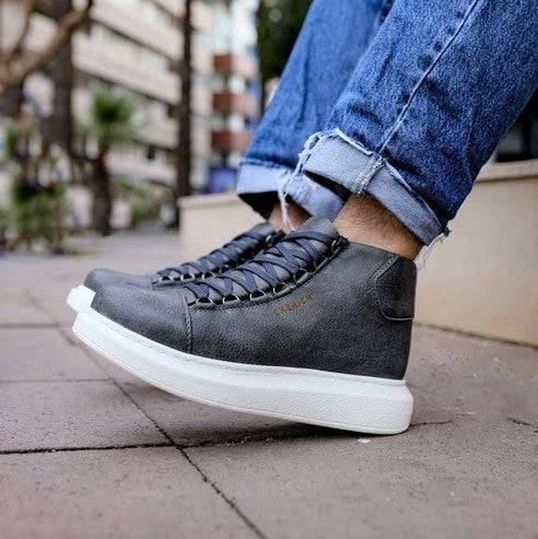 Men's High Top Platform Sneakers by Apollo | Kelly in Anthracite Allure