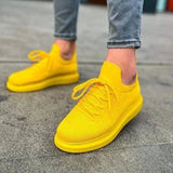 Low Top Knitted Casual Sneakers for Men by Apollo Moda | Torino Golden Radiance