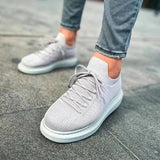 Low Top Knitted Casual Men's Sneakers by Apollo Moda | Torino Silvery Hues