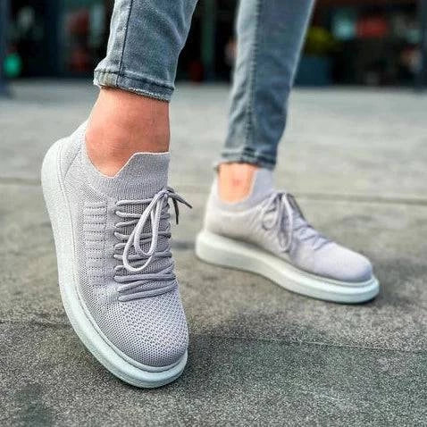 Low Top Knitted Casual Men's Sneakers by Apollo Moda | Torino Silvery Hues