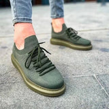 Low Top Knitted Casual Men's Sneakers by Apollo Moda | Torino Emerald Allure