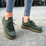 Low Top Knitted Casual Men's Sneakers by Apollo Moda | Torino Emerald Allure