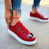 Slip-On Fashion Sneakers With Toe Cap for Women by Apollo | Luiz X in Ruby Radiance