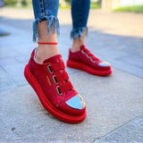 Slip-On Casual Sneakers With Toe Cap for Women by Apollo | Luiz X in Ruby Radiance