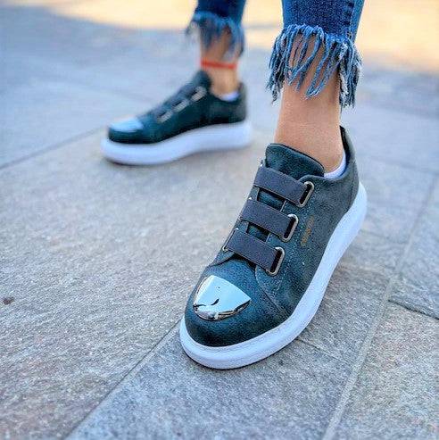 Slip-On Casual Sneakers With Toe Cap for Women by Apollo | Luiz X in Sleek Slate