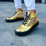 High Top Platform Sneakers for Men by Apollo Moda | Royal Golden Mirage