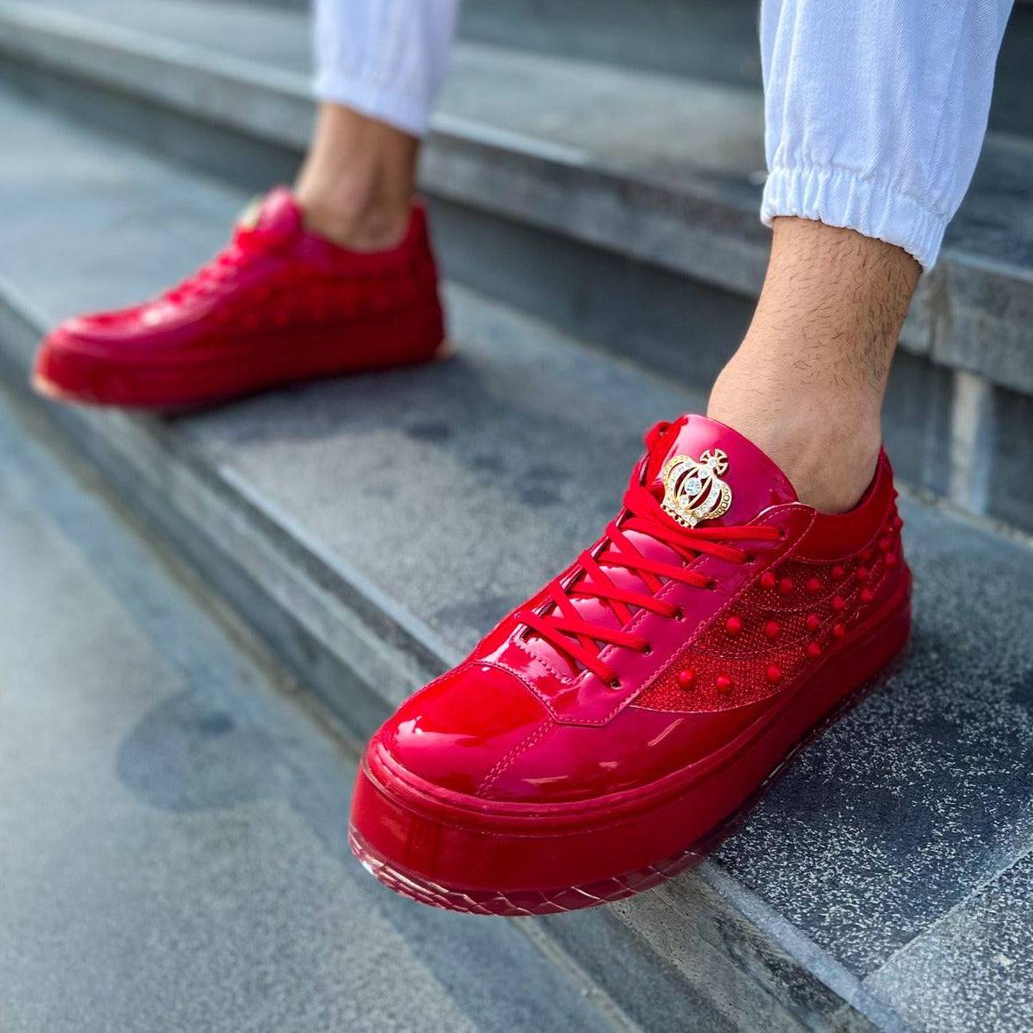 Men's Royal X Low Top in All Red