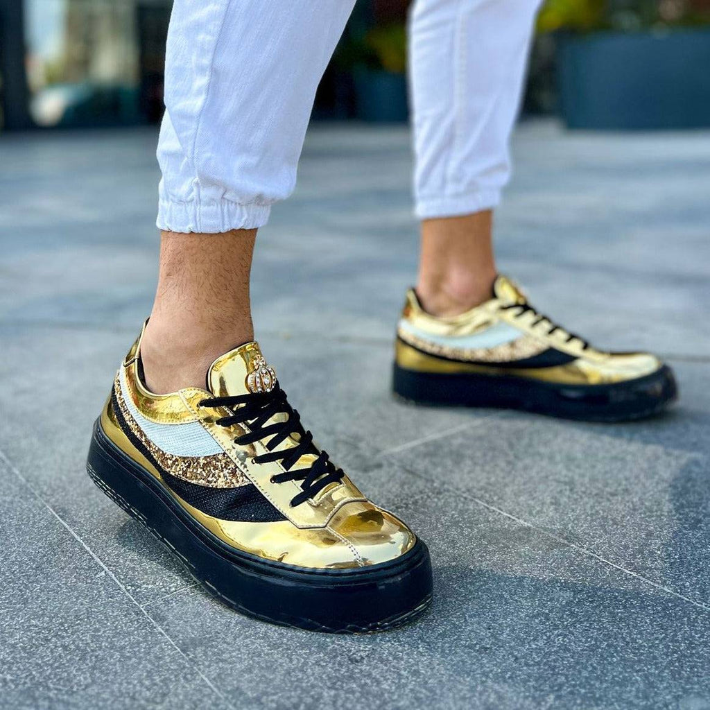 Low Top Fashion Sneakers for Men by Apollo Moda | Royal X Golden Mirage
