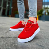 Low Top Knitted Casual Sneakers for Men by Apollo Moda | Kotor Crimson Pulse