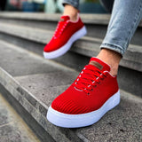 Low Top Knitted Casual Sneakers for Men by Apollo Moda | Kotor Crimson Pulse