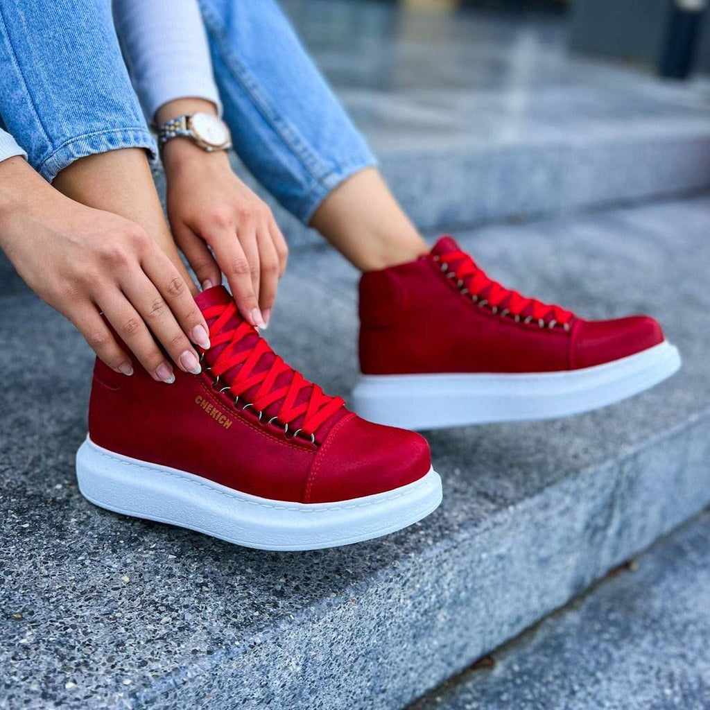 High Top Platform Sneakers for Women by Apollo | Kelly in Ruby Radiance