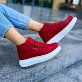 High Top Platform Sneakers for Women by Apollo | Kelly in Ruby Radiance