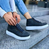 Women's High Top Platform Sneakers by Apollo Moda | Kelly Graphite Grace