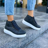 Women's High Top Platform Sneakers by Apollo Moda | Kelly Graphite Grace