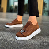 Slip-On Low Top Sneakers for Men by Apollo Moda | Miami Brown & White