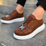 Slip-On Low Top Sneakers for Men by Apollo Moda | Miami Brown & White