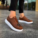 Slip-On Low Top Sneakers for Men by Apollo Moda | Miami Brown & White