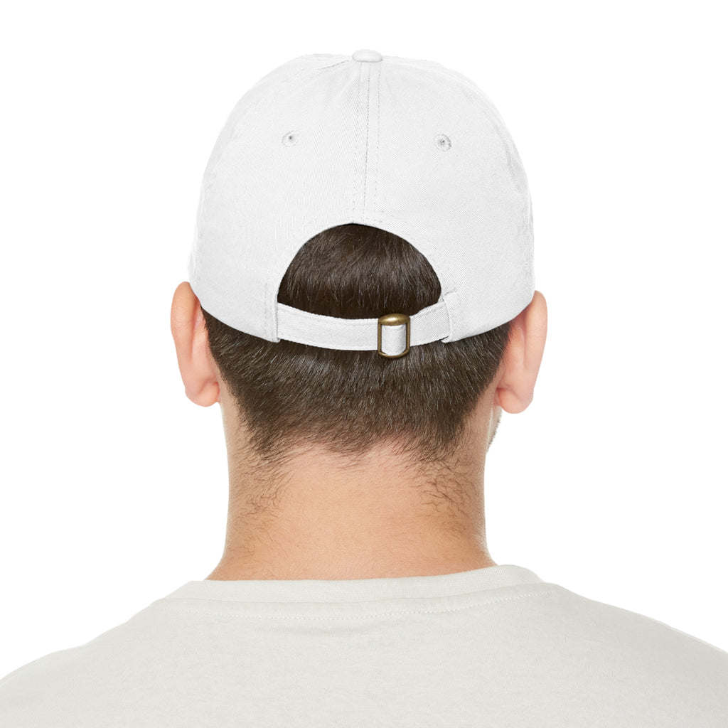 Apollo Moda White & Black Dad Hat with Leather Patch (Rectangle)
