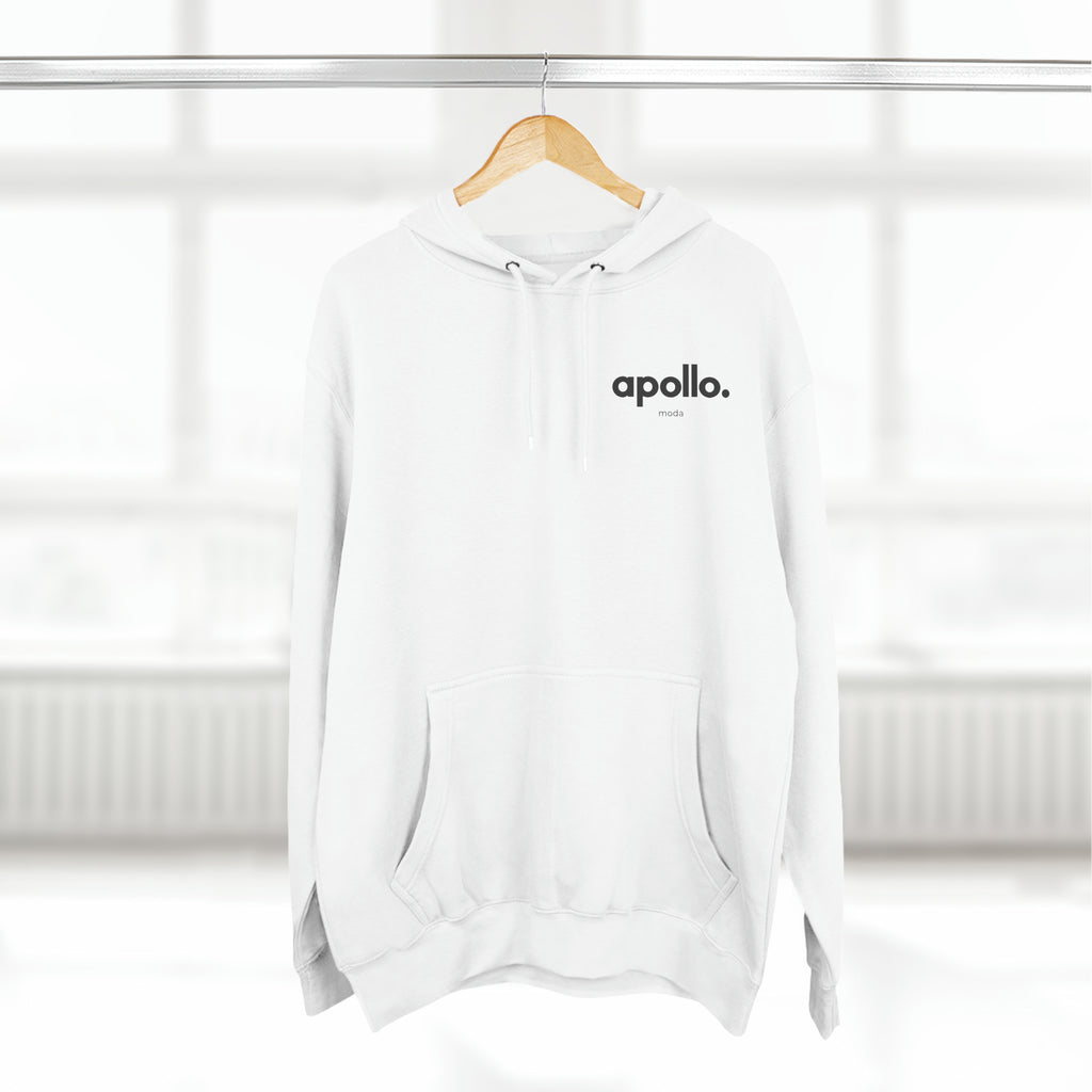 Women's Apollo Moda Small Logo White Three-Panel Fleece Hoodie