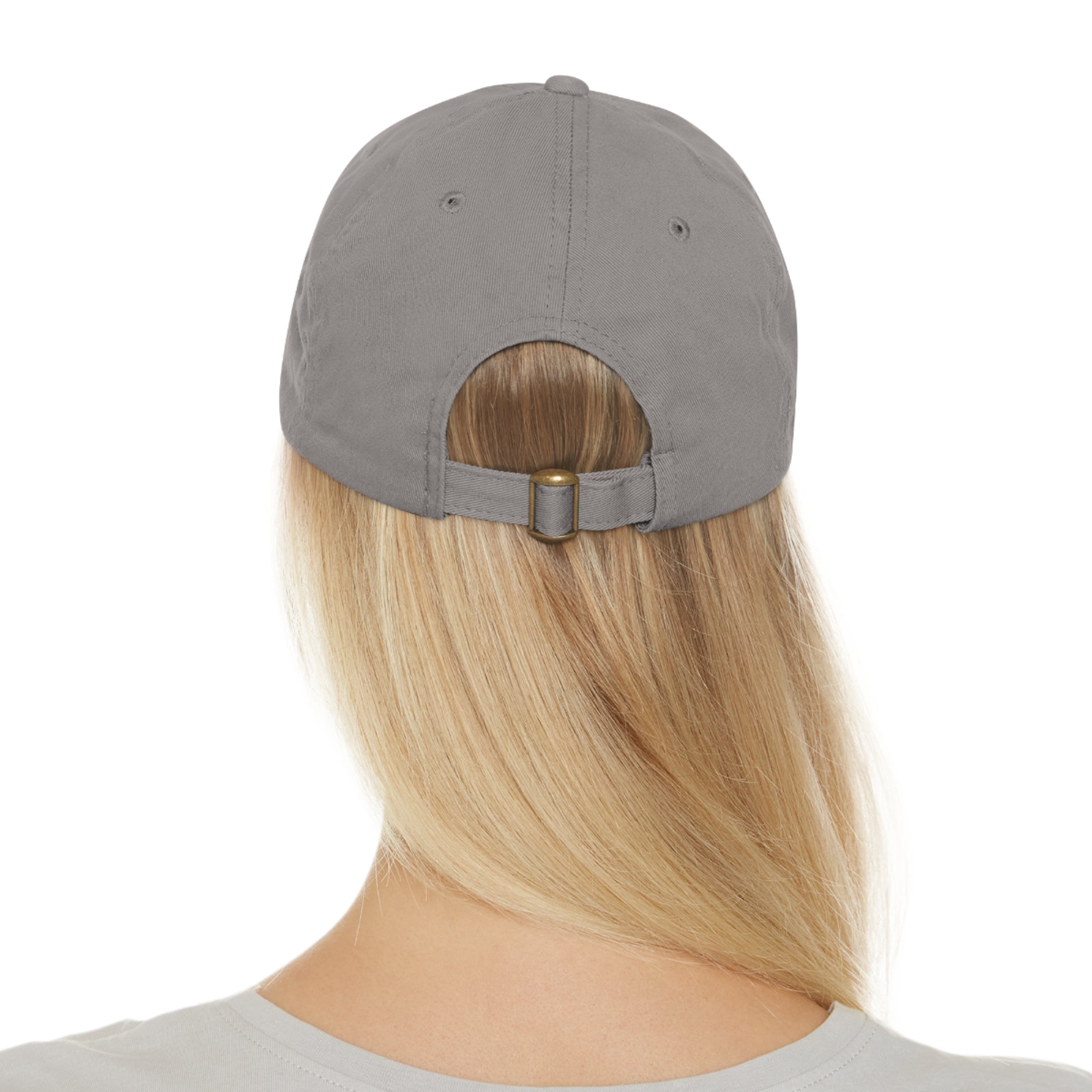 Apollo Moda Grey Dad Hat with Leather Patch (Rectangle)
