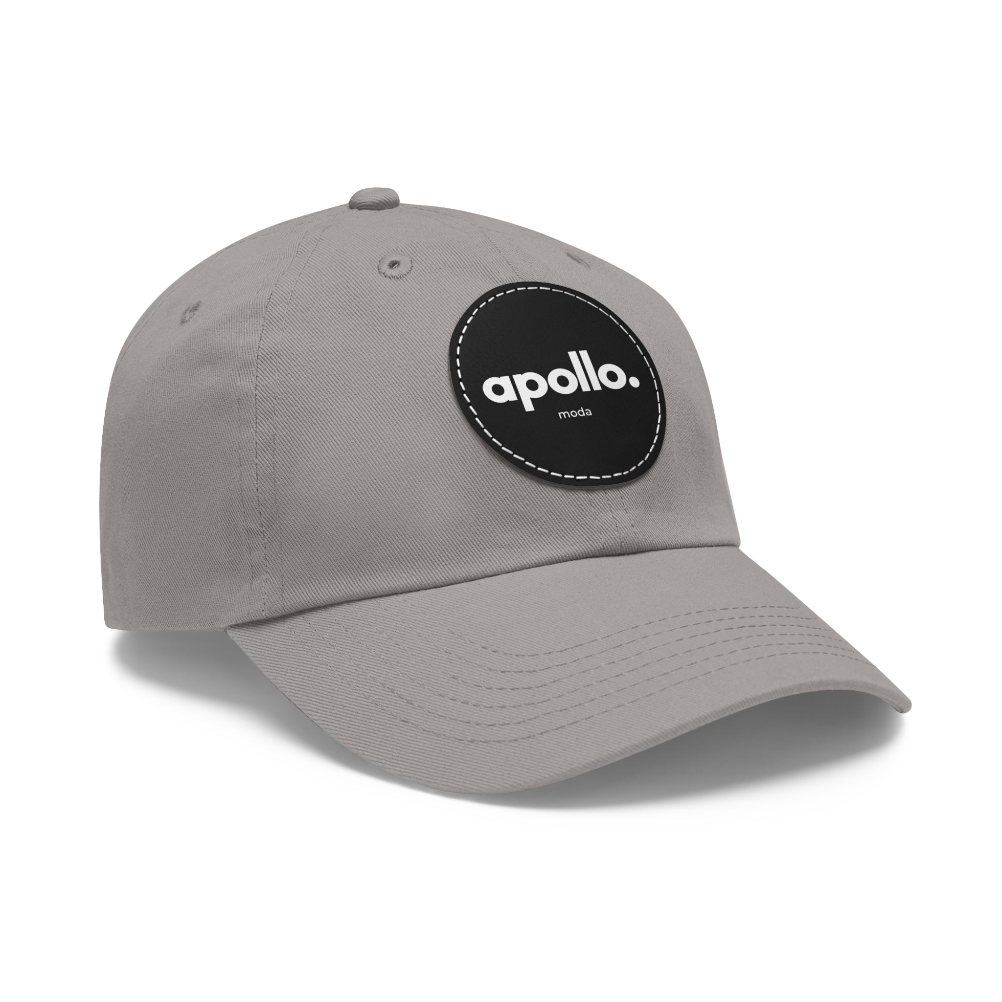 Apollo Moda Grey & Black Dad Hat with Leather Patch (Round)