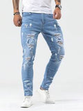 Men Cotton Ripped Frayed Skinny Jeans