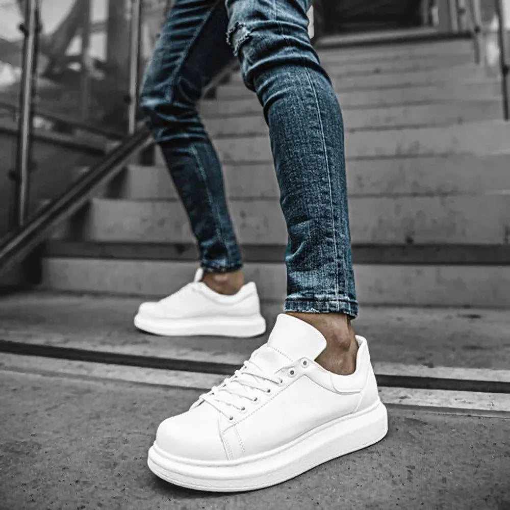 Low Top Casual Everyday Sneakers for Men by Apollo Moda | Pluto Pure White