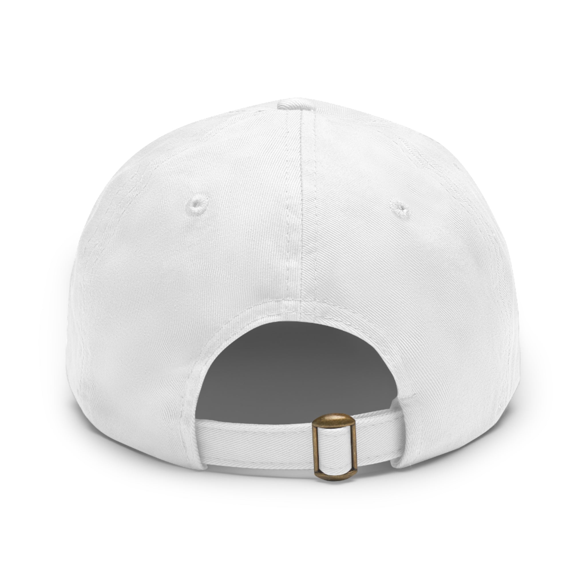 Apollo Moda White & Brown Dad Hat with Leather Patch (Rectangle)
