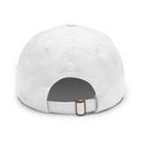 Sombrero de papá blanco y marrón de Apollo Moda con parche de cuero (rectángulo)