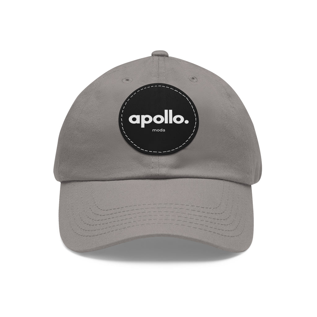 Apollo Moda Grey & Black Dad Hat with Leather Patch (Round)