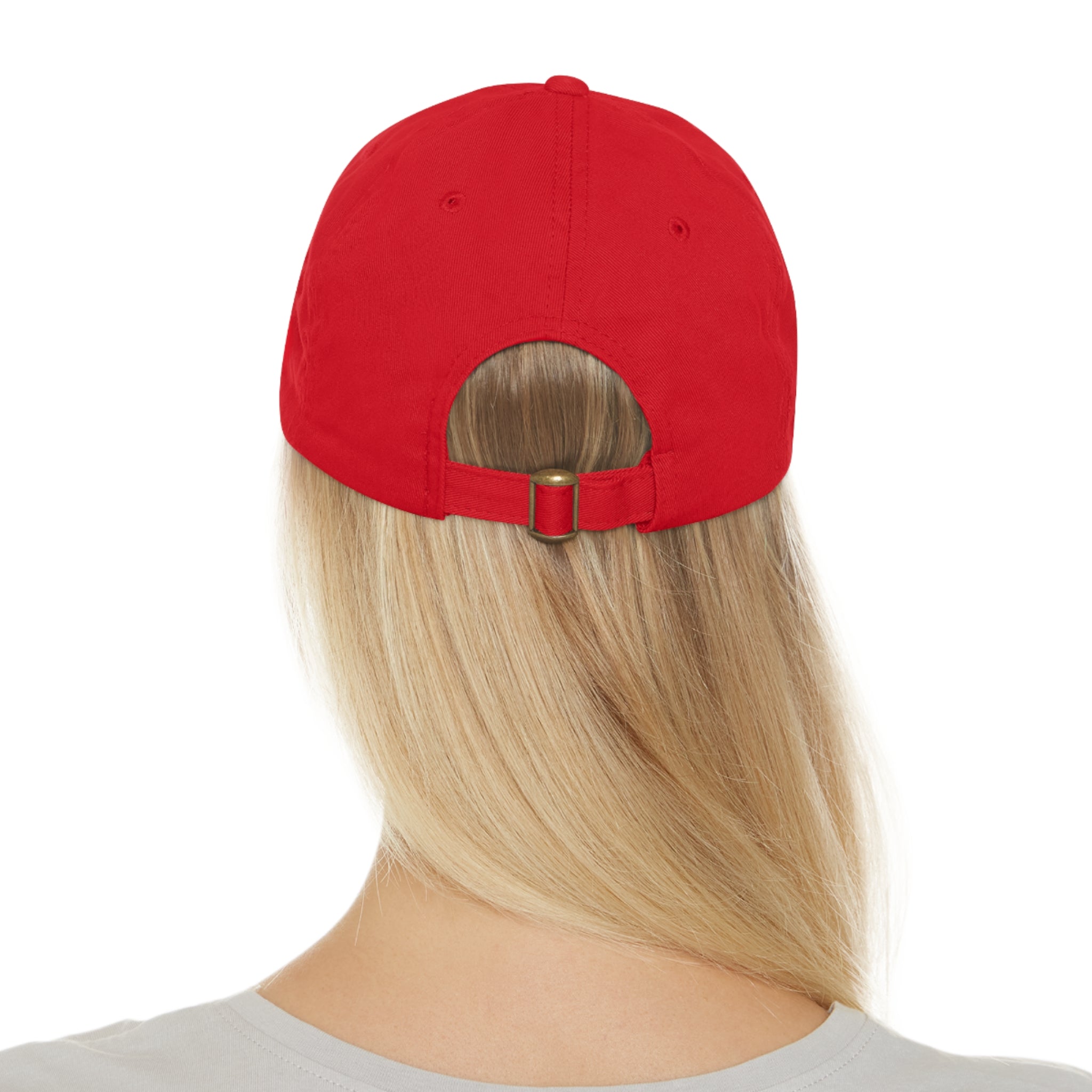 Apollo Moda Red & Black Dad Hat with Leather Patch (Round)