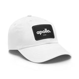 Apollo Moda White & Black Dad Hat with Leather Patch (Rectangle)