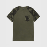 Men Cotton Camo Print Raglan Sleeve Tee - Apollo Moda