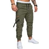 Men Patch Detail Flap Pocket Buckle Cargo Pants - Apollo Moda