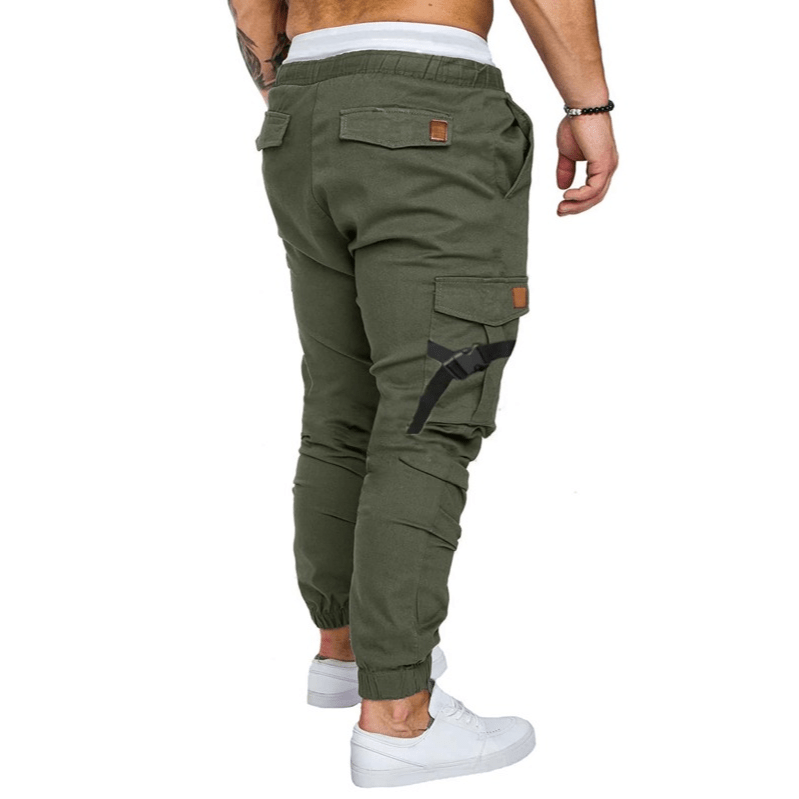 Pantalones cargo de calle con bolsillo con solapa y cordón elástico en la  cintura para hombre