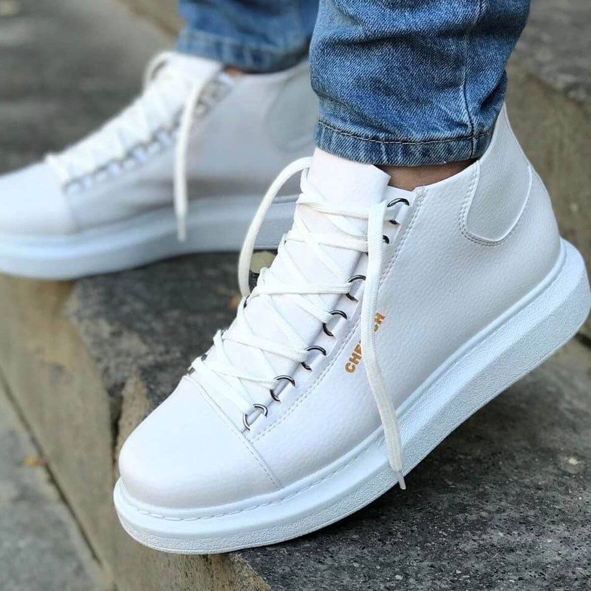 High Top Platform Sneakers Men by Apollo | Kelly in White – Apollo Moda