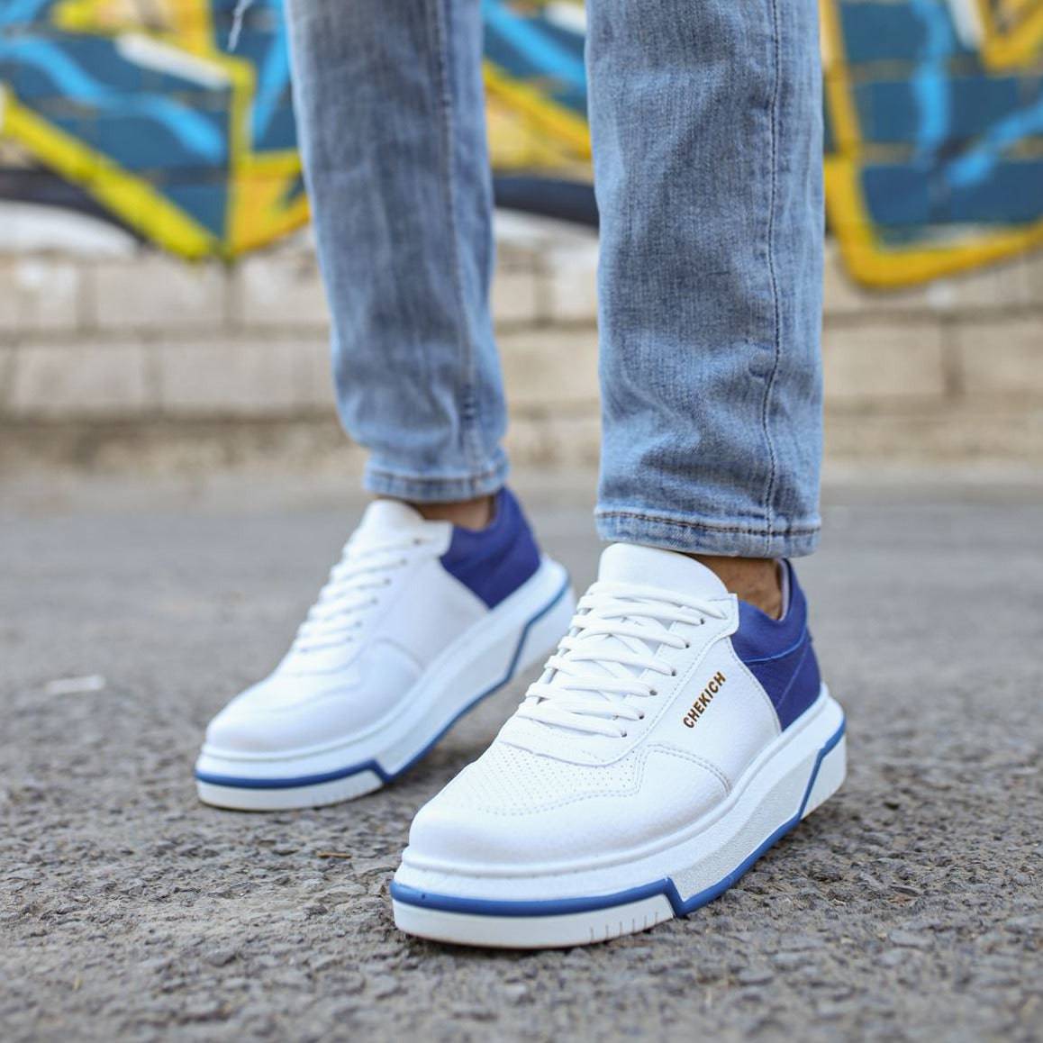 Casual Men's Sneakers by Aapollo | Siena in White & Blue