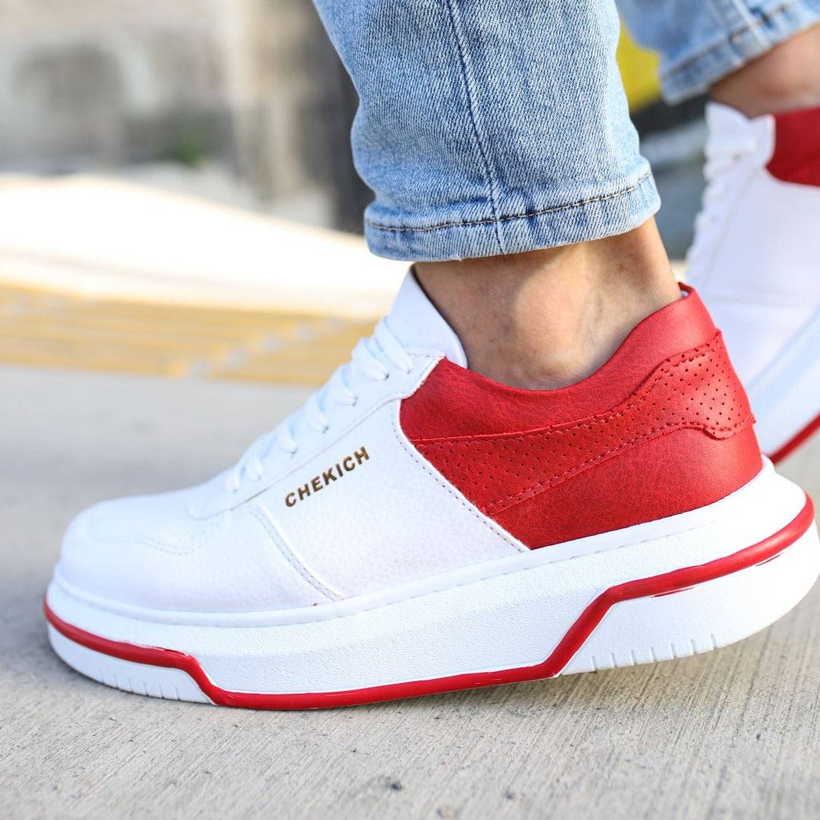 Casual Men's Sneakers by Aapollo | Siena in White & Red