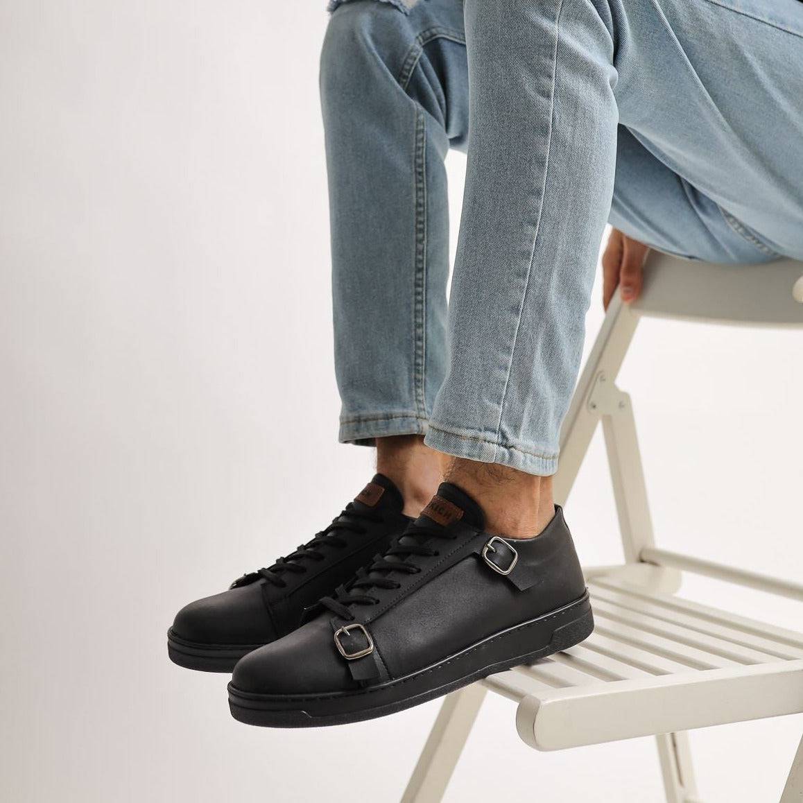 Low Top Casual Sneakers for Men by Apollo | Izmir in Black