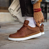 Low Top Casual Brogue Pattern Sneakers for Men by Apollo Moda | Hercules Earthy Charm