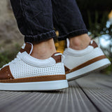 Low Top Casual Sneakers for Men by Apollo | Jupiter in White & Brown