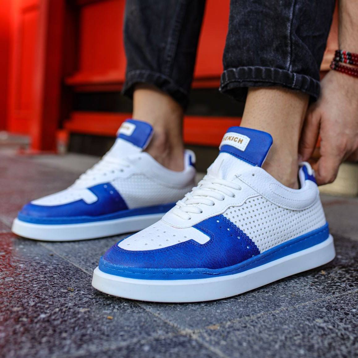 Low Top Casual Sneakers for Men by Apollo | Jupiter in White & Blue
