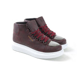 High Top Platform Sneakers for Men by Apollo | Kelly X in Bordeaux Brilliance