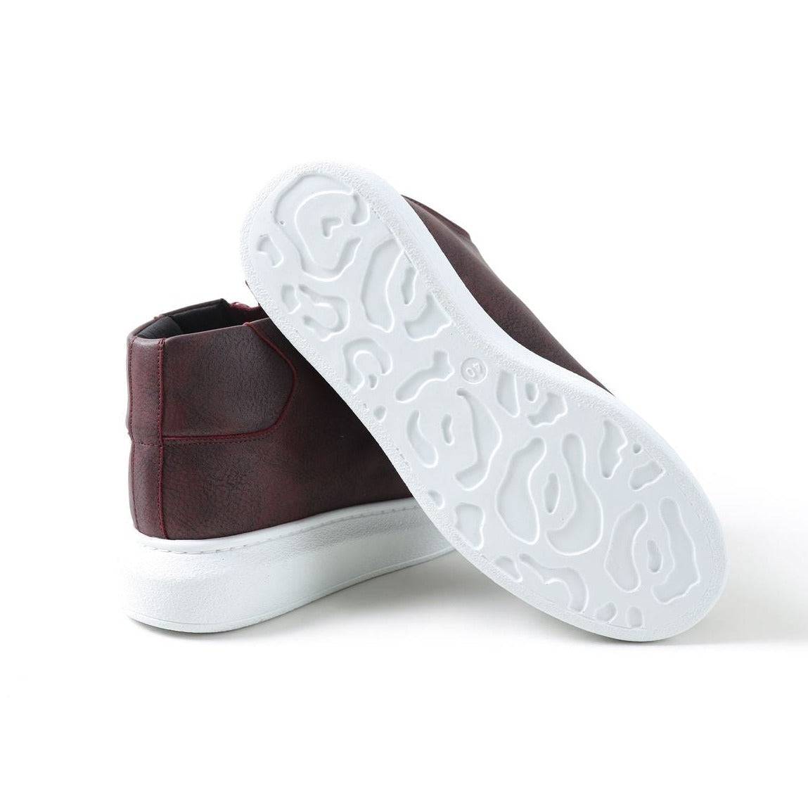 High Top Platform Sneakers for Men by Apollo | Kelly X in Bordeaux Brilliance