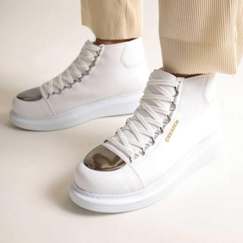 High Top Platform Sneakers for Men by Apollo | Kelly X in Pristine Purity