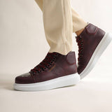 High Top Platform Sneakers for Men by Apollo | Kelly X in Bordeaux Brilliance