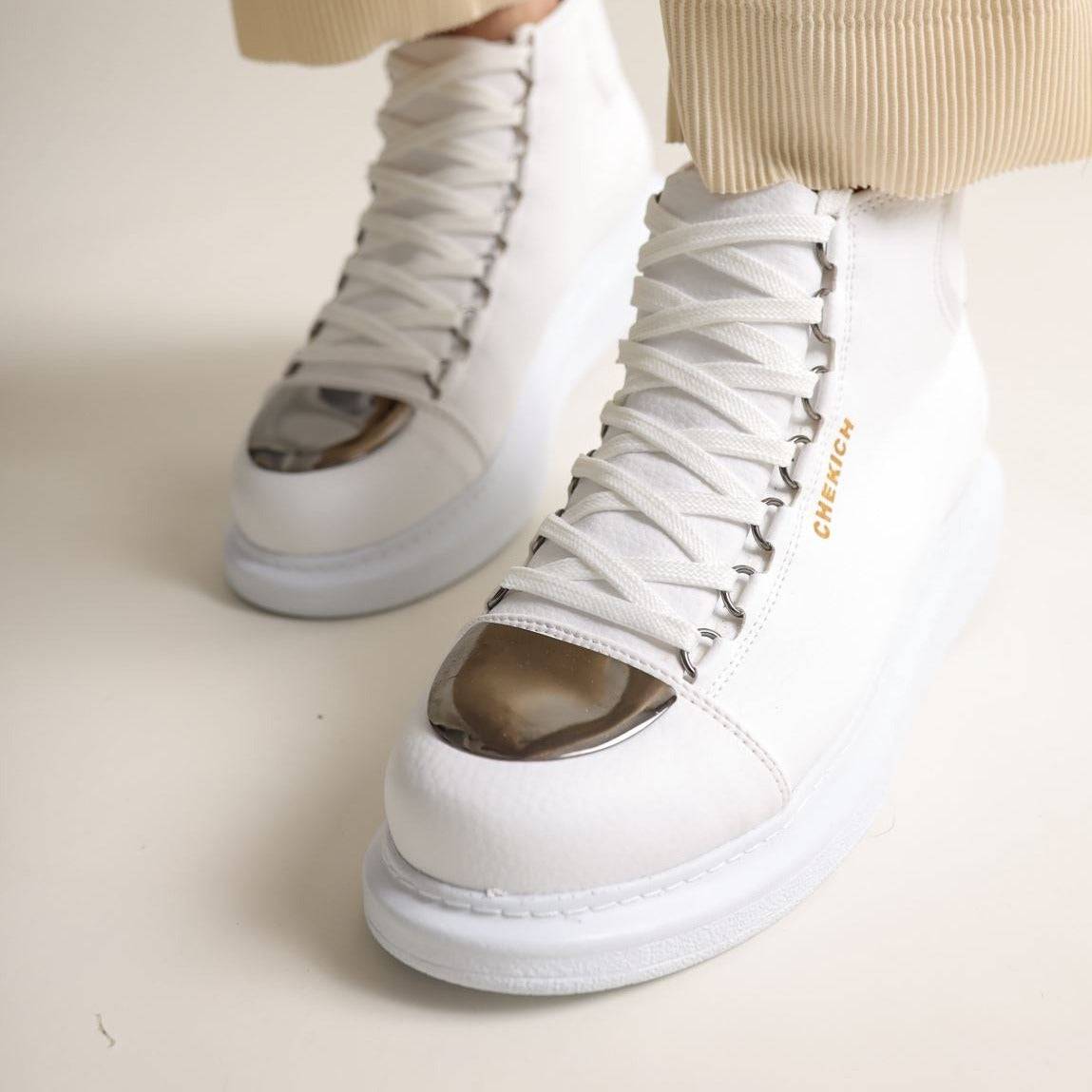 High Top Platform Sneakers for Men by Apollo | Kelly X in Pristine Purity