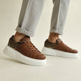 Low Top Casual Sneakers for Men by Apollo | Santos Brown & White