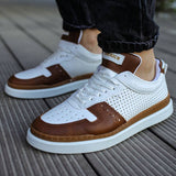 Low Top Casual Sneakers for Men by Apollo | Jupiter in White & Brown