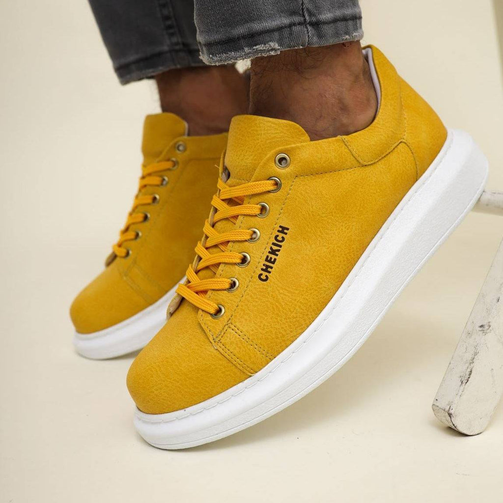 Low Top Casual Sneakers for Men by Apollo Moda | Pluto Goldenrod Yellow